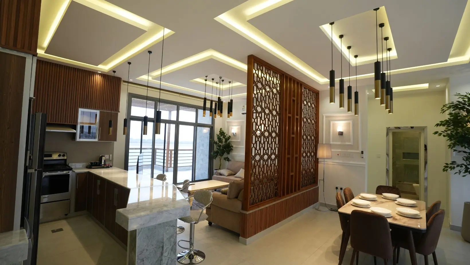 منتجع أجمكان فى الخبر، وحدات فندقية وفلل على الخليج العربي. Ajmkan Resort in Al Khobar, hotel units and villas on the Arabian Gulf.