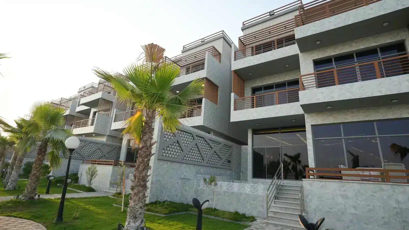 منتجع أجمكان فى الخبر، وحدات فندقية وفلل على الخليج العربي. Ajmkan Resort in Al Khobar, hotel units and villas on the Arabian Gulf.